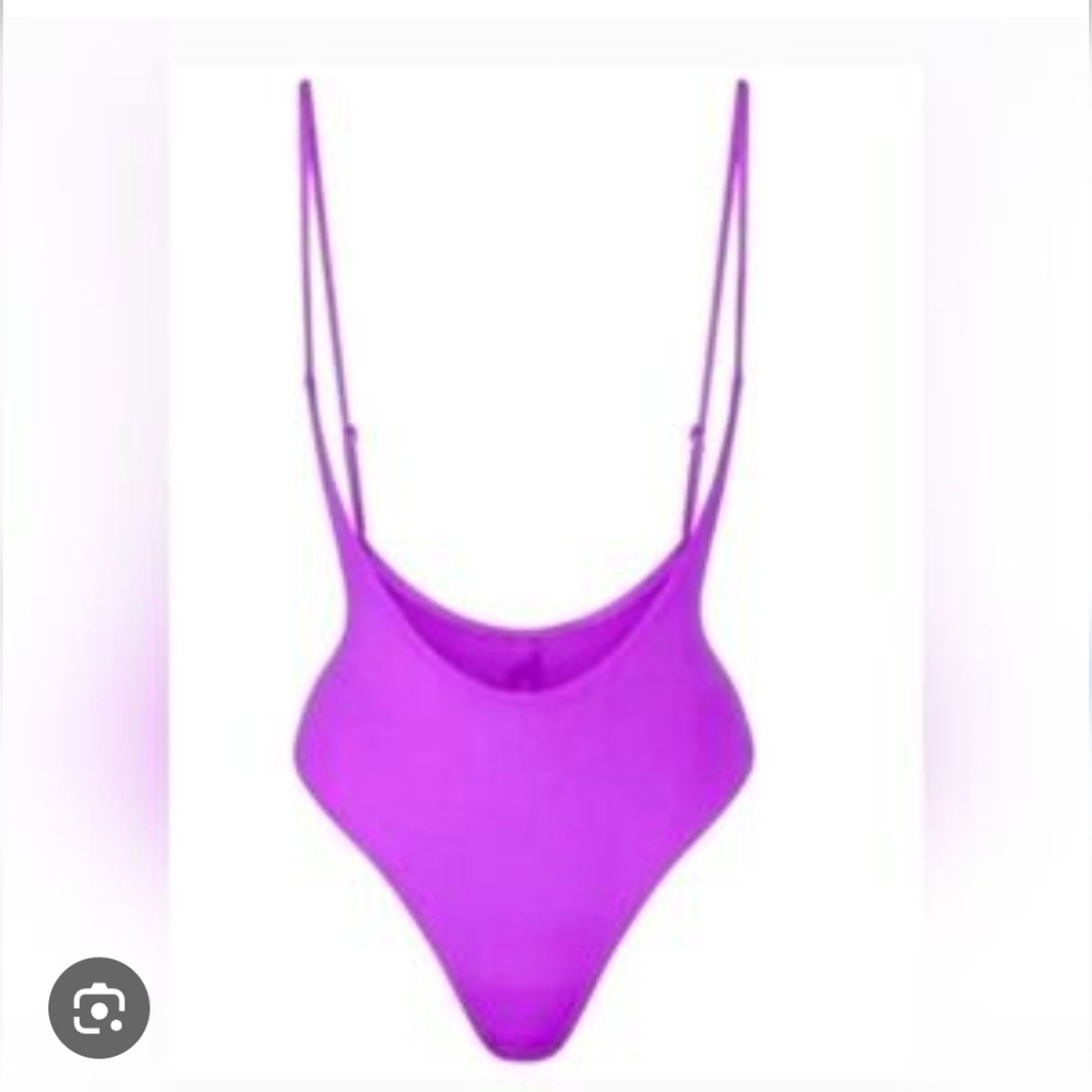 Nwt SKIMS purple One Piece Halter Suspender Swimsuit M 80s Shapewear